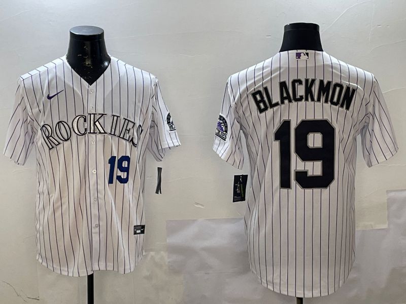 Men Colorado Rockies #19 Blackmon White Stripe Game 2025 Nike MLB Jersey style 2